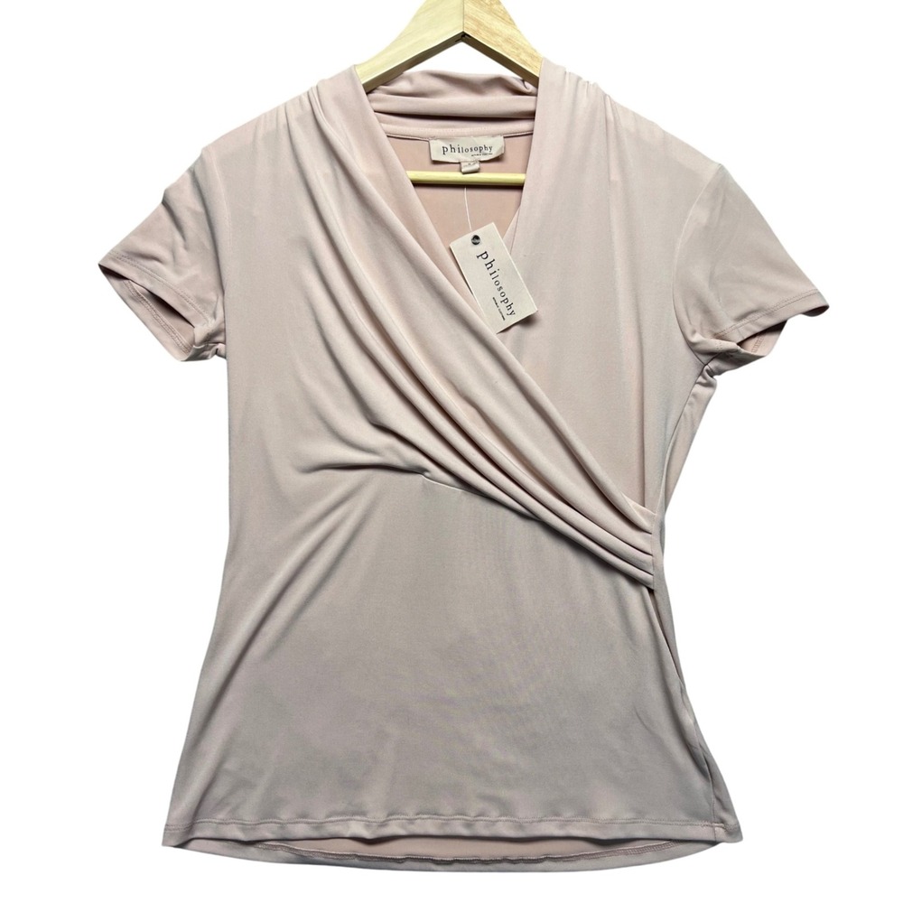 Philosophy Republic Clothing Drape Front Top NWT Short‎ Sleeve, Blouse, Size S